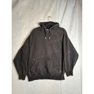 Pro Club Heavyweight Hoodie Mens Large Black Faded Distressed Paint Splatter L